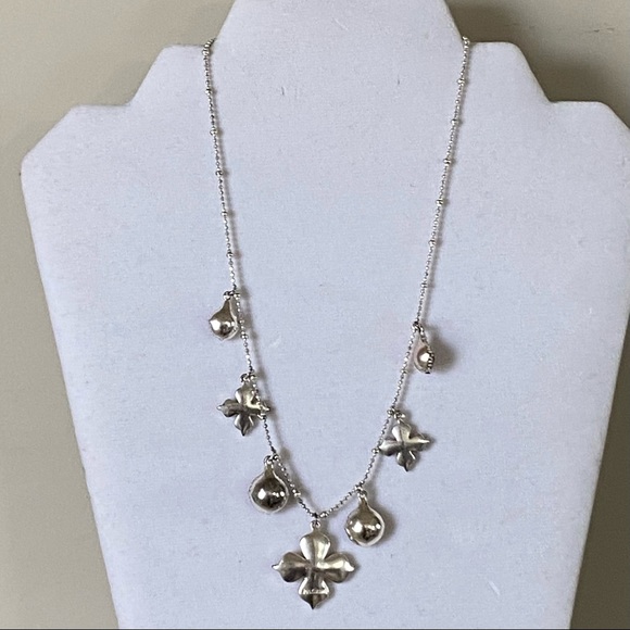 Pilgrim Danish designed red crystal enamel flowers silver plated necklace. Used - Picture 10 of 10